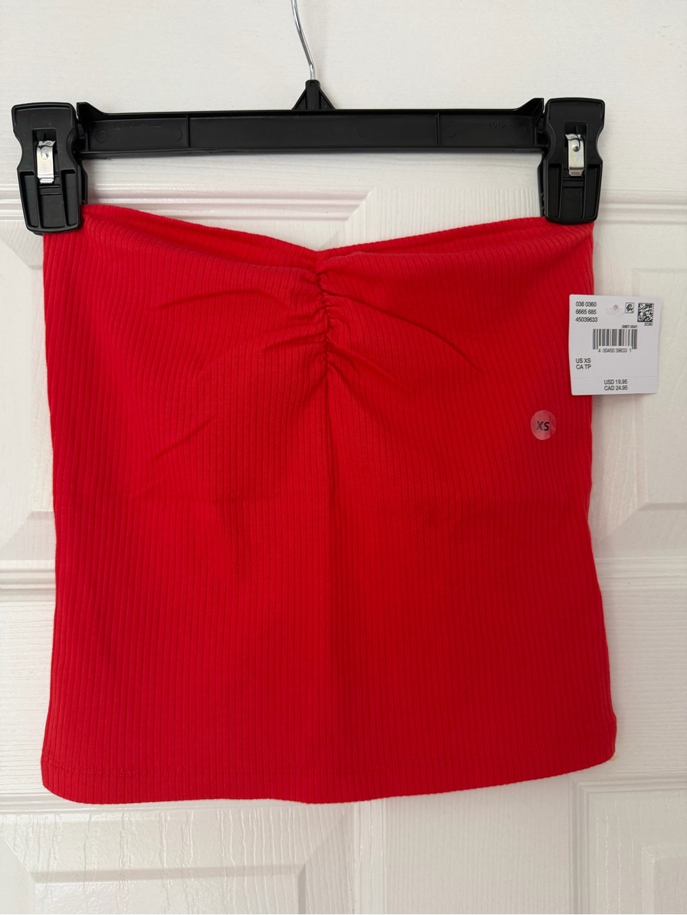 NWT - American Eagle Red Ribbed Tube Top with Front Ruched Detail
